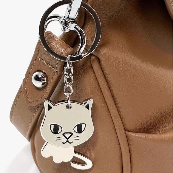 Silver Cat Charm Keychain • Swinging Body • Kawaii Bag Accessory - New - Picture 10 of 10